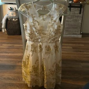 Girls holiday Easter dress from Macys cream and gold size 14